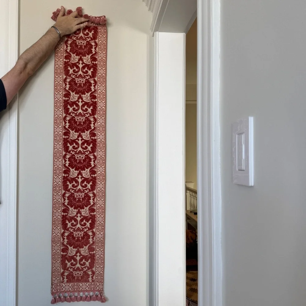 Long Pink‎ Floral Tapestry, Table Runner, Wall Hanging